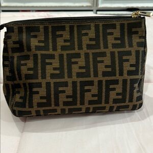 Fendi Tan and Black FF Logo Pouch
